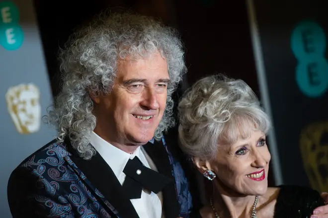 Brian May and Anita Dobson attend the EE BAFTA's at Royal Albert Hall in 2019. (Photo by Jeff Spicer/Getty Images)