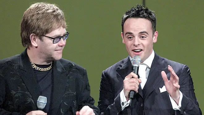 Sir Elton John on stage with Ant and Dec in 2001.