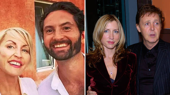 Heather Mills with new husband Mike (left) and her second husband Paul McCartney (right)