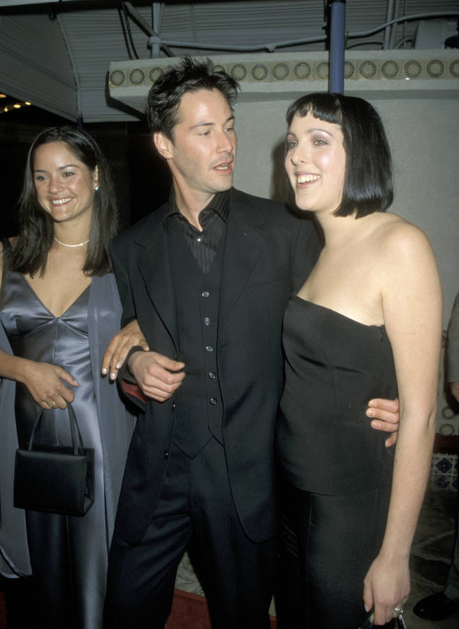 Keanu Reeves with sisters Kim (left) and Karina at the premiere of The Matrix in Los Angeles, 1999 (Photo by Ron Galella / Ron Galella Collection via Getty Images)