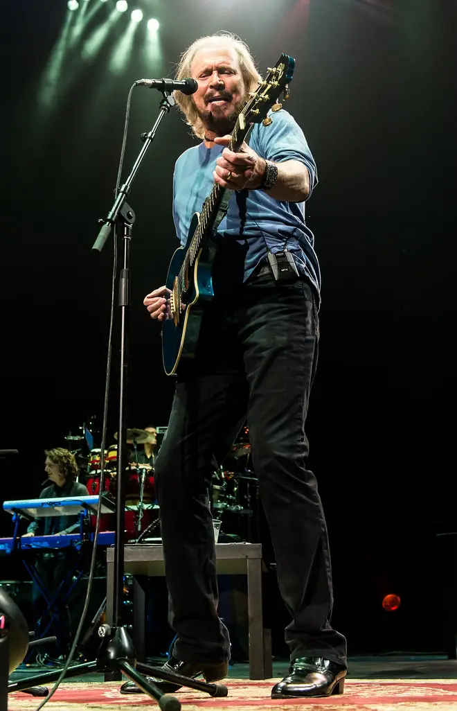 Barry Gibb paid tribute to both of his brothers by performing their songs throughout the Mythology Tour. (Photo by Gilbert Carrasquillo/Getty Images)