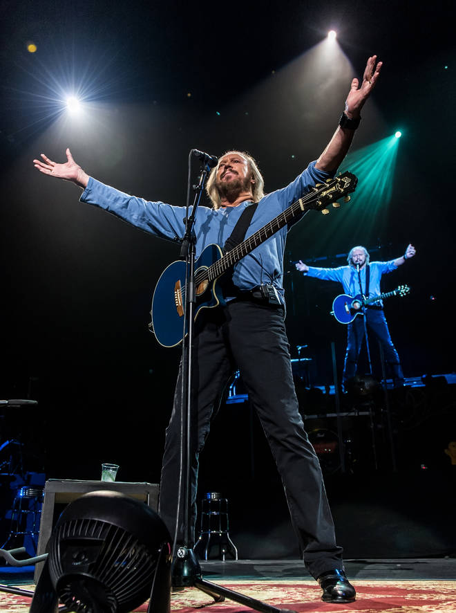 Barry Gibb clearly cherished being able to perform alongside Robin once again. (Photo by Gilbert Carrasquillo/Getty Images)