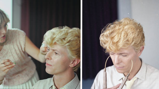 David Bowie being measured up