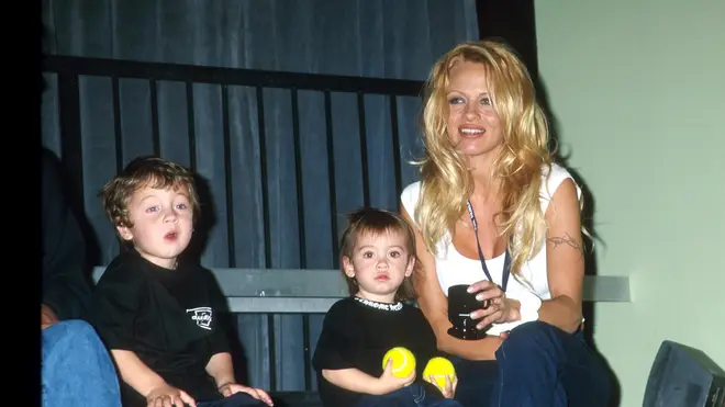 Pamela Anderson with her two sons in 2000