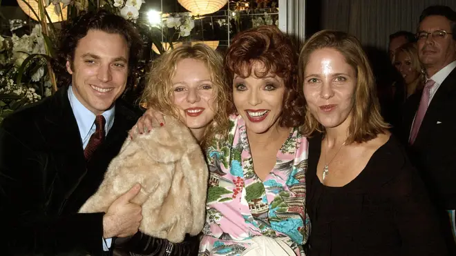 Joan Collins with her children Sacha, Tara and Katie in 2001