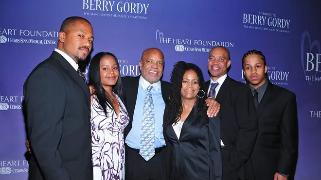 (From L to R) Jermaine Jackson Jr., Autumn Jackson, legendary Motown Records founder Berry Gordy, Hazel Gordy, Kerry Gordy and Jaimy Jackson