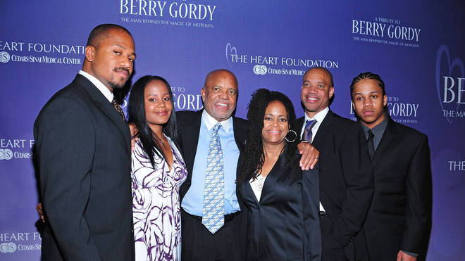 (From L to R) Jermaine Jackson Jr., Autumn Jackson, legendary Motown Records founder Berry Gordy, Hazel Gordy, Kerry Gordy and Jaimy Jackson