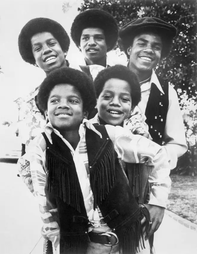 The Jackson 5: (foreground) Michael Jackson, Marlon Jackson (behind Michael), (background, from left) Jermaine Jackson, Jackie Jackson, and Tito Jackson.