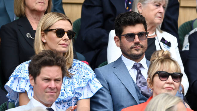 Katherine Jenkins and husband Andrew Levitas in the crowd at Wimbledon in 2021. (Photo by Karwai Tang/WireImage)