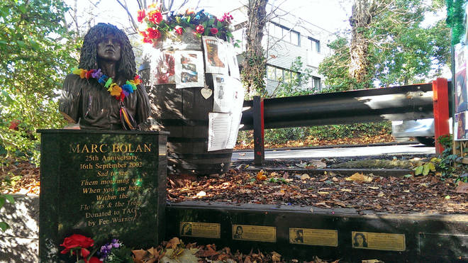 Marc Bolan's rock Shrine Memorial in Barnes, South West London