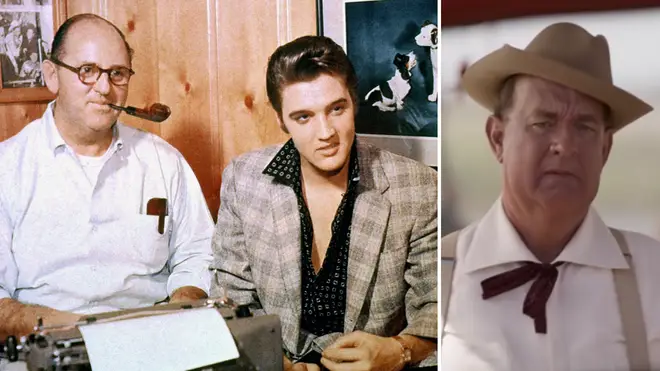 Tom Hanks (right) plays Colonel Tom Parker (left) in the Elvis Presley biopic