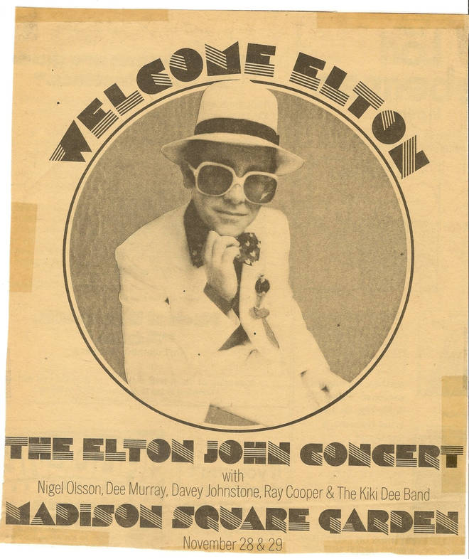 An original ticket for Elton's Madison Square Garden shows in November 1974.