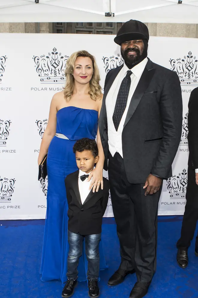 Gregory Porter and wife Victoria and son Demyan in 2017