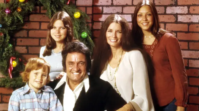 Johnny Cash with wife June and three of their kids: John, Roseanne and Carlene