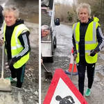 Rod Stewart fixing potholes in Harlow