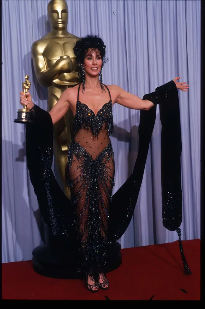 Cher with her Oscar in 1988