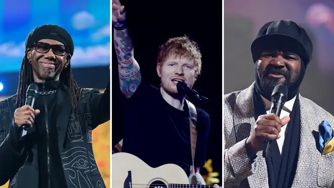 Nile Rodgers, Ed Sheeran and Nile Rodgers at the Concert for Ukraine