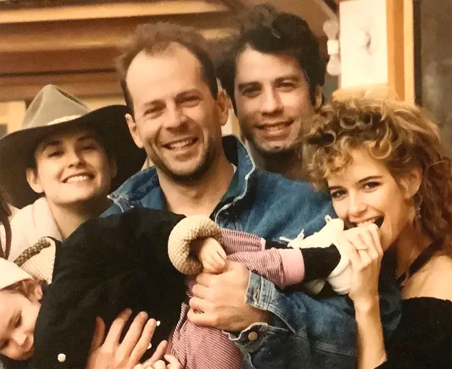 John shared this touching photo of Bruce, Demi Moore, and his wife Kelly Preston together from years back.