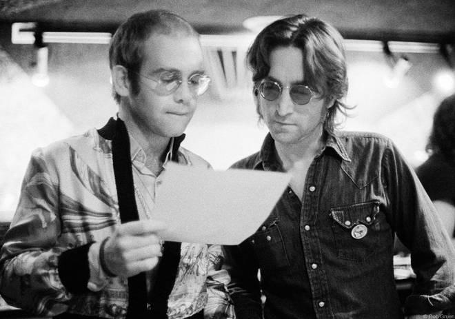 Elton John and John Lennon at The Record Plant, NYC, 1974. (Photo: Bob Gruen)