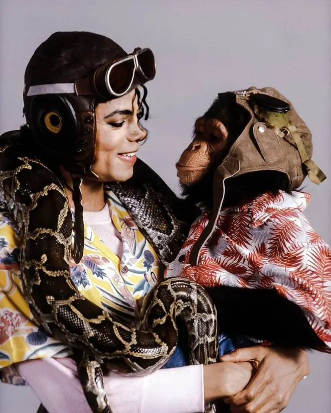MJ and Bubbles on set together during the music video shoot for 'Leave Me Alone' in 1989.