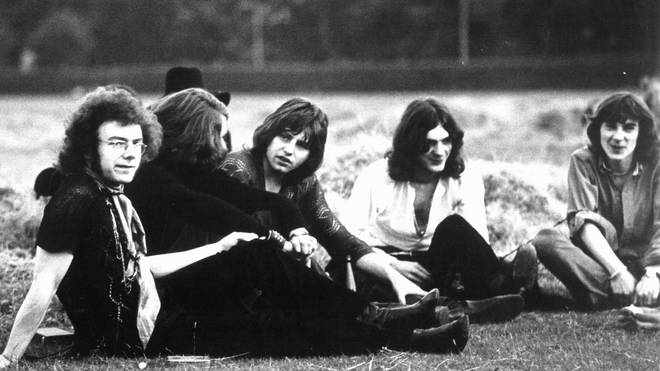 King Crimson (Greg Lake centre, Peter Sinfield far right)
