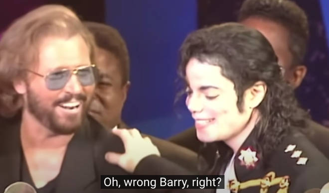 The clip show's Barry Gibb mishear his name and come up on stage as Michael Jackson is giving a speech at the Rock and Roll Hall of Fame