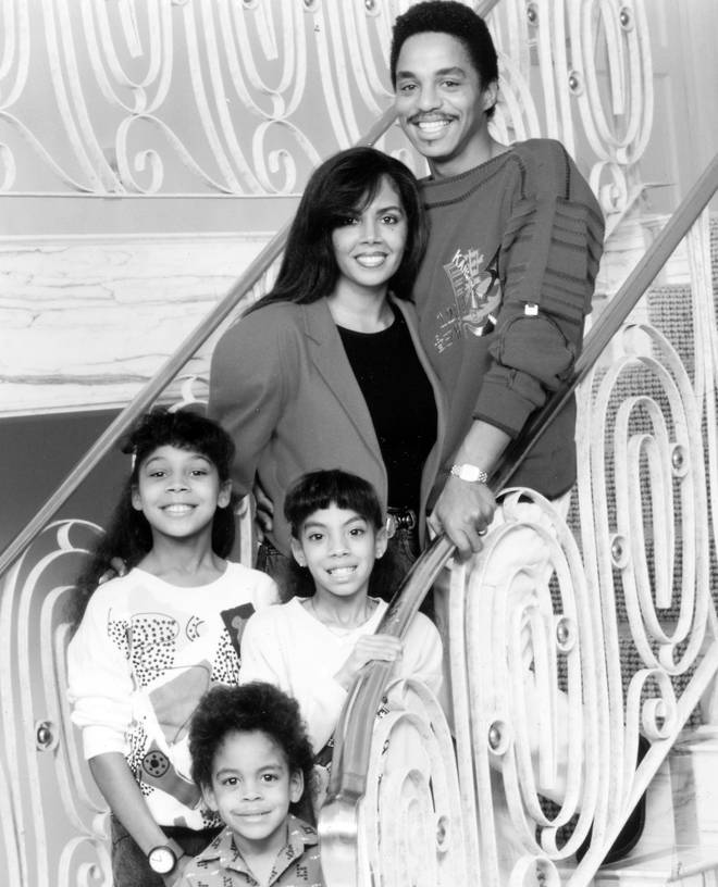 Marlon Jackson and wife Carol with their three kids in the 1980s