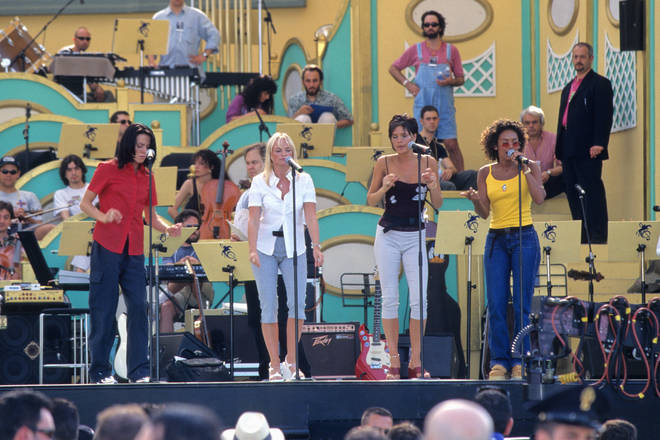 The Spice Girls (pictured) performed two songs on the evening, 'Stop' and 'Viva Forever'