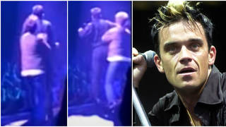 The Take That star was performing at a gig in Stuttgart, Germany when an unknown man ran on stage and aggressively pushed Williams off the stage and into the crowd.