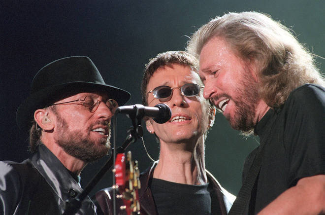 Before he took to the stage at Glastonbury, Barry Gibb shared his nerves about performing without his siblings (Pictured: The Bee Gees in 1999)