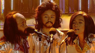 The TNT boys perform as the Bee Gees