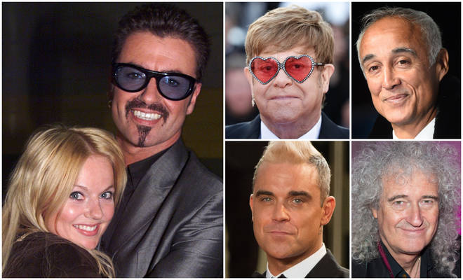 Friends of George Michael has spoken out about the impact the star had on their lives. (Clockwise from left: George Michael and Geri Halliwell, Elton John, Andrew Ridgeley, Brian May and Robbie Williams))