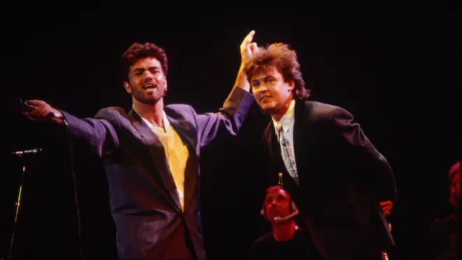 George Michael and Paul Young provided a show-stopping moment at Prince's Trust Rock Gala at Wembley Arena in 1986. (Photo by Solomon N’Jie/Getty Images)