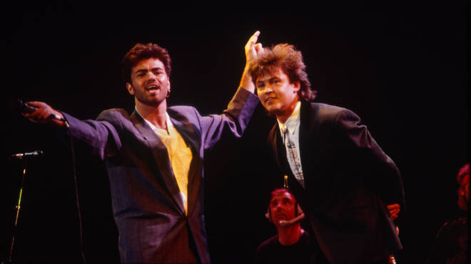 George Michael and Paul Young provided a show-stopping moment at Prince's Trust Rock Gala at Wembley Arena in 1986. (Photo by Solomon N’Jie/Getty Images)