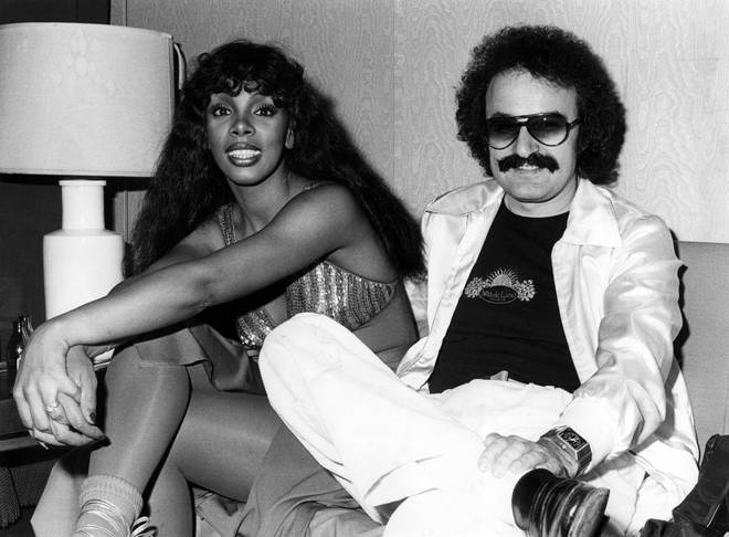 Donna Summer with long-time collaborator and composer Giorgio Moroder in 1976. (Photo by Echoes/Redferns)