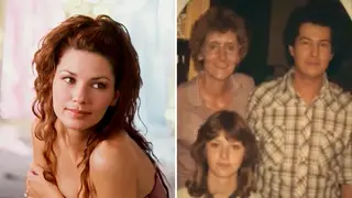 Shania Twain had a difficult childhood (pictured here with her mother and stepfather)