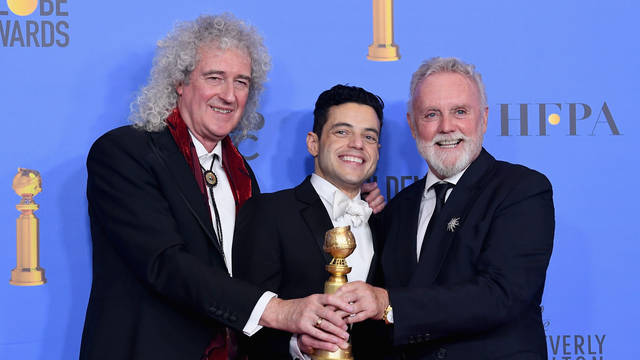 Brian May, Rami Malek and Roger Taylor at the Golden Globe Awards 2019