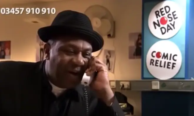 The clip opens with James Corden's character Smithy answering a phone call from Lenny Henry begging him to help them raise funds for Comic Relief.