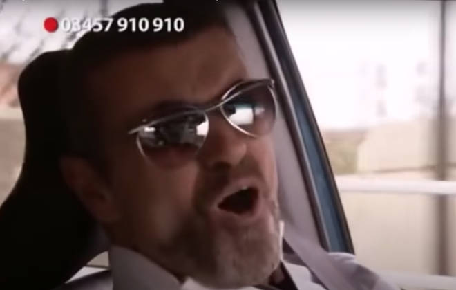 George Michael then joins in and the two duet for the amazing scene as they drive along in the battered up Volvo.