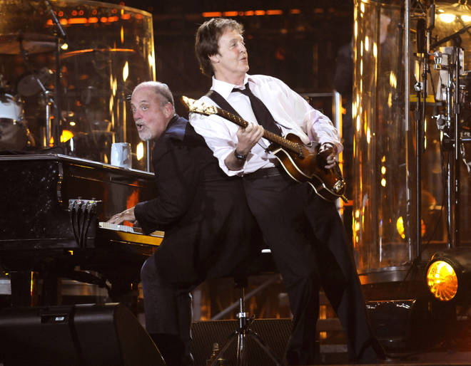 Billy Joel performing with Paul McCartney in 2018