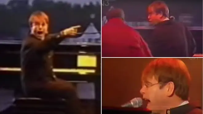 In footage from a concert in Germany in 1995, the slick performer let his guard down and yelled at a band member mid-song, yet didn't miss a beat of his vocals.