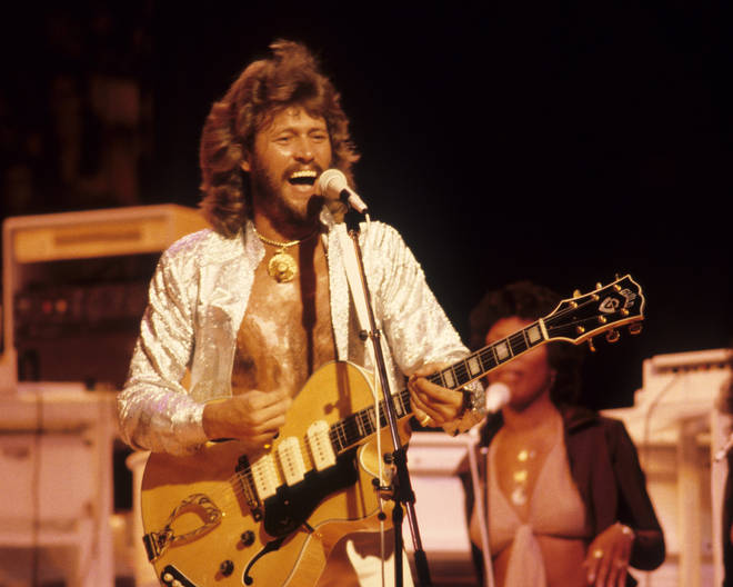 Barry Gibb's falsetto became the Bee Gees' trademark. (Photo by Ed Perlstein/Redferns/Getty Images)