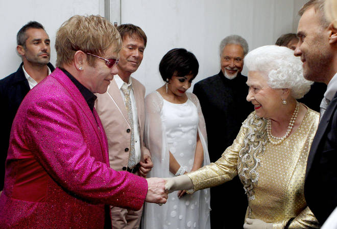 Singers knighted and or given a damehood by the Queen are a veritable who's who of the biggest names in pop. Pictured, The Queen with (R to L) Sir Elton John, Sir Paul McCartney, Dame Shirley Bassey, Sir Tom Jones and Gary Barlow.