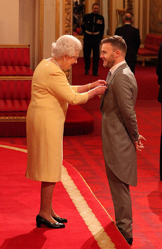 The Queen honoured Gary Barlow with an OBE in November 2012.
