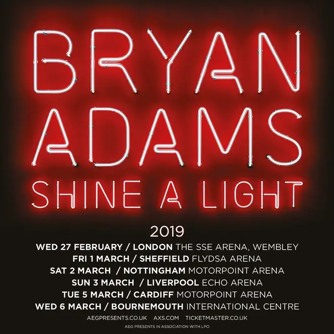 Bryan Adams announces UK for 2019 Smooth