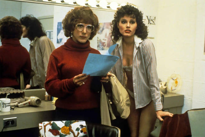 Geena Davis next to Dustin Hoffman in her breakthrough role for 1982's Tootsie.
