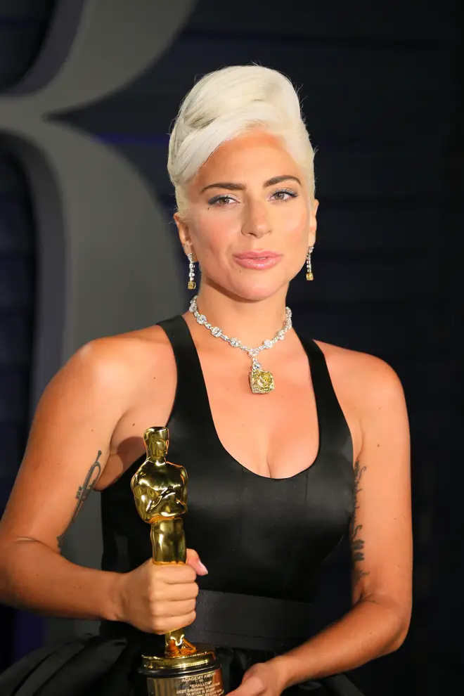 Lady Gaga with her Oscar