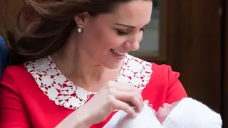 The Duchess of Cambridge with Prince Louis after his birth in 2018