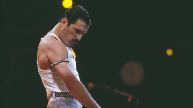 Freddie Mercury with Queen at Live Aid