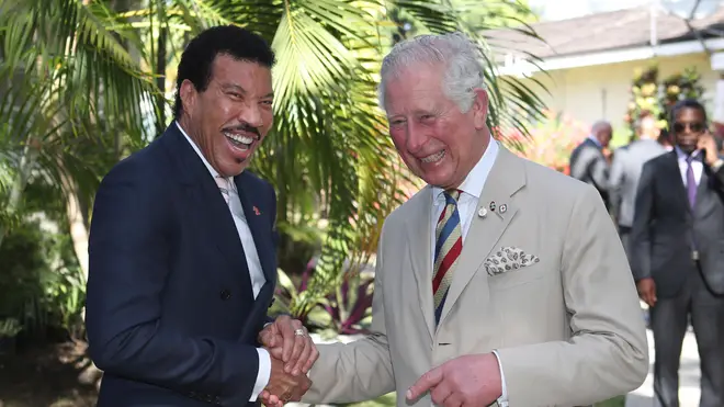 Prince Charles meets Lionel Richie in Barbados